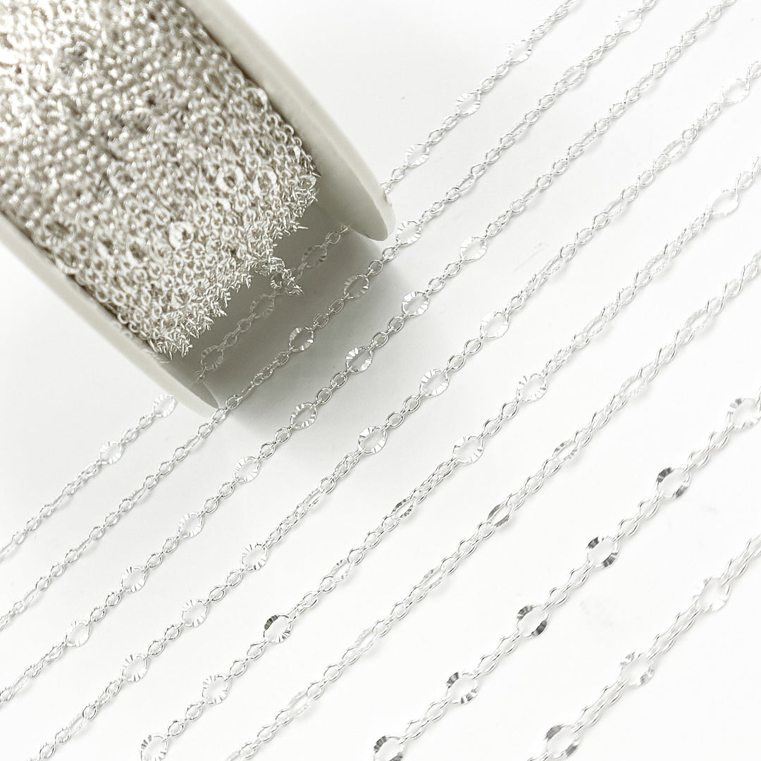 V304SS. Sterling Silver Cable and Diamond Cut Marina Link Chain