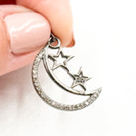 Load image into Gallery viewer, DP646. Diamond Sterling Silver Moon &amp; Star Pendant
