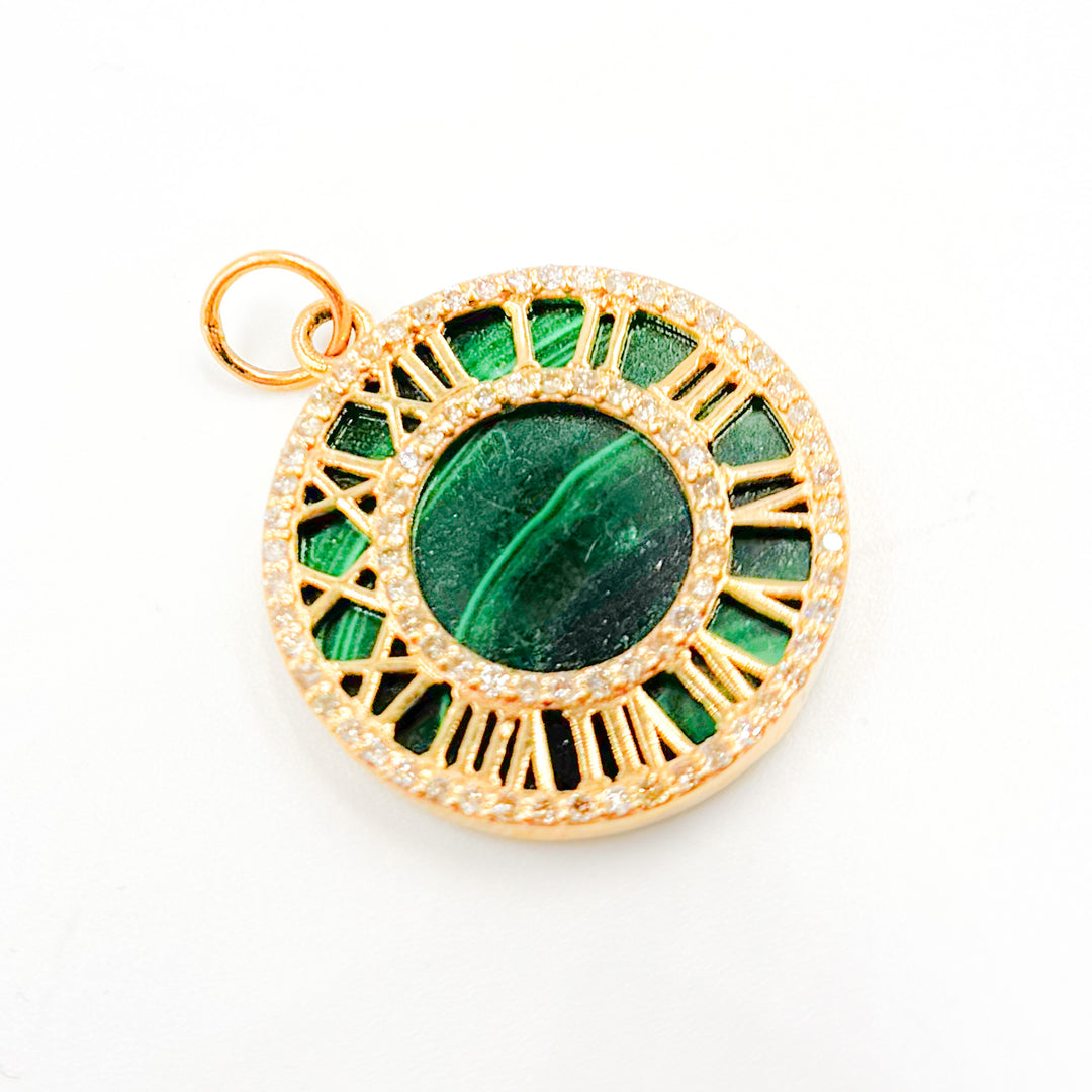 14K Gold Roman Clock Pendant