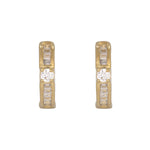 Load image into Gallery viewer, 14K Solid Yellow Gold Diamond Hoop Earrings