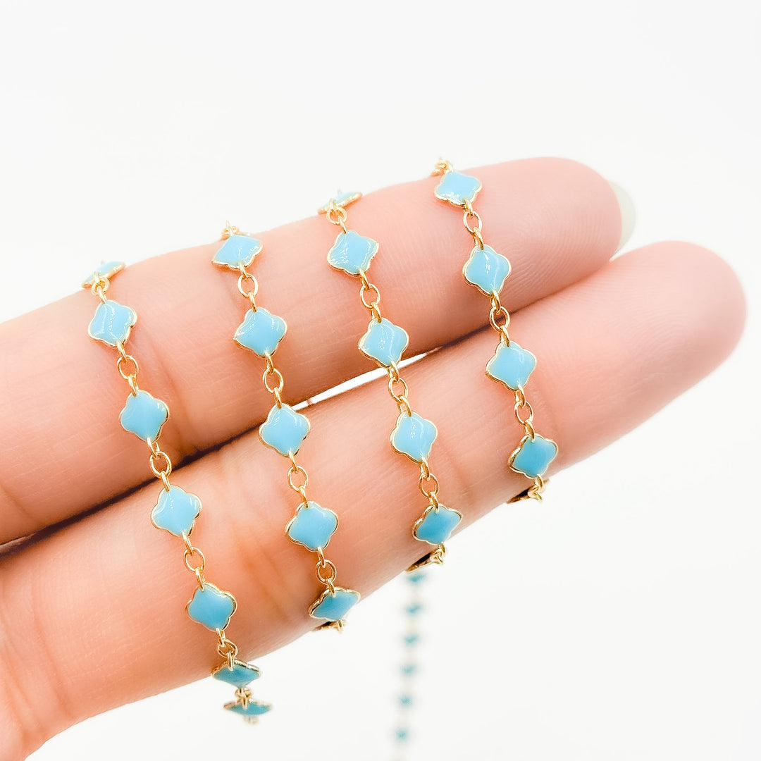 V315ENGF. 14K Gold Filled Enamel Clover Link Chains