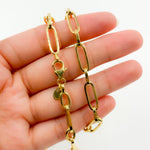 Load image into Gallery viewer, TRE001. 14k Solid Yellow Hollow Gold Long and Short Link Chain