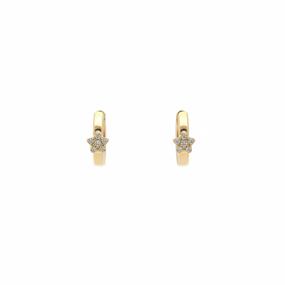 EHA57622. 14k Solid Gold Diamond Flower Stud Earrings