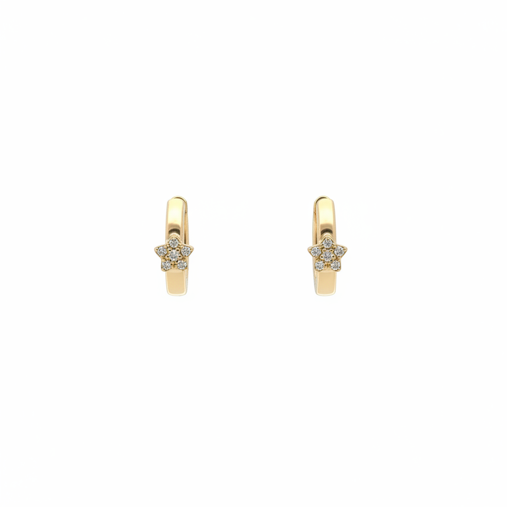 EHA57622. 14k Solid Gold Diamond Flower Stud Earrings