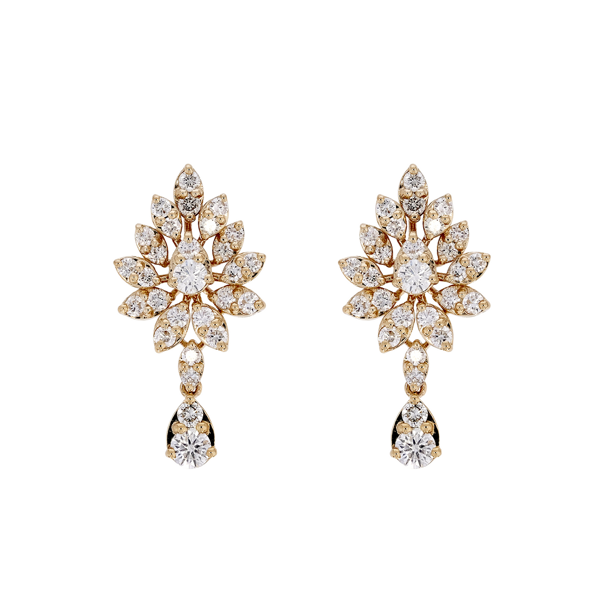 DER01606. 14K Solid Gold Diamond Dangle Earrings