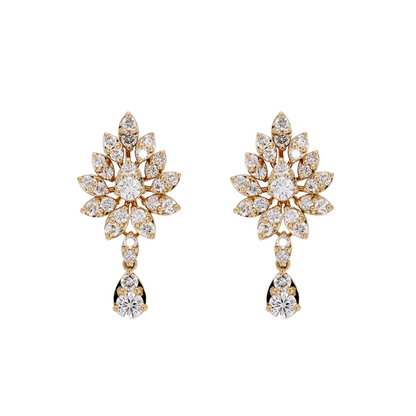 DER01606. 14K Solid Gold Diamond Dangle Earrings