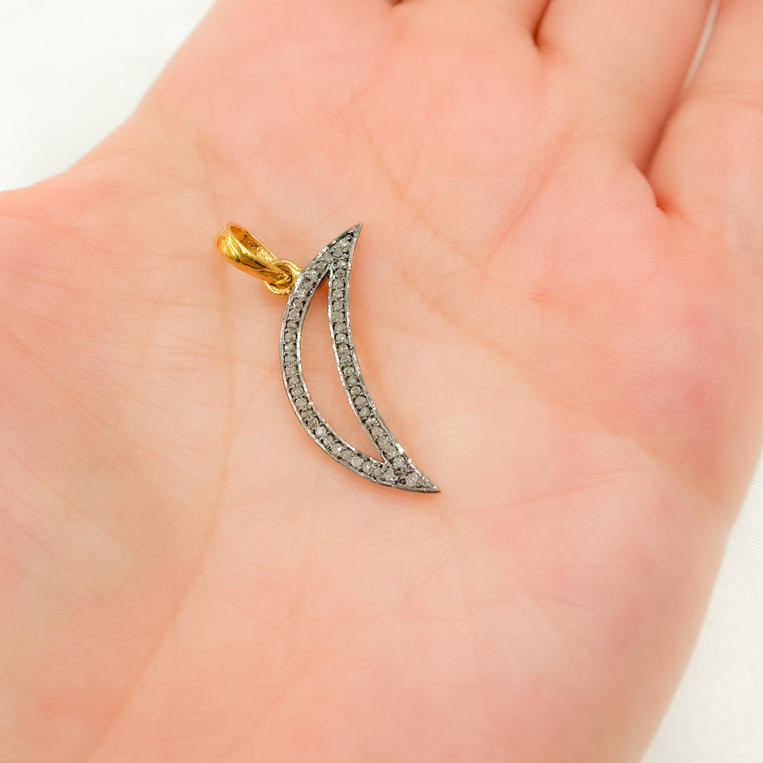 DC122. Diamond Sterling Silver Moon Pendant