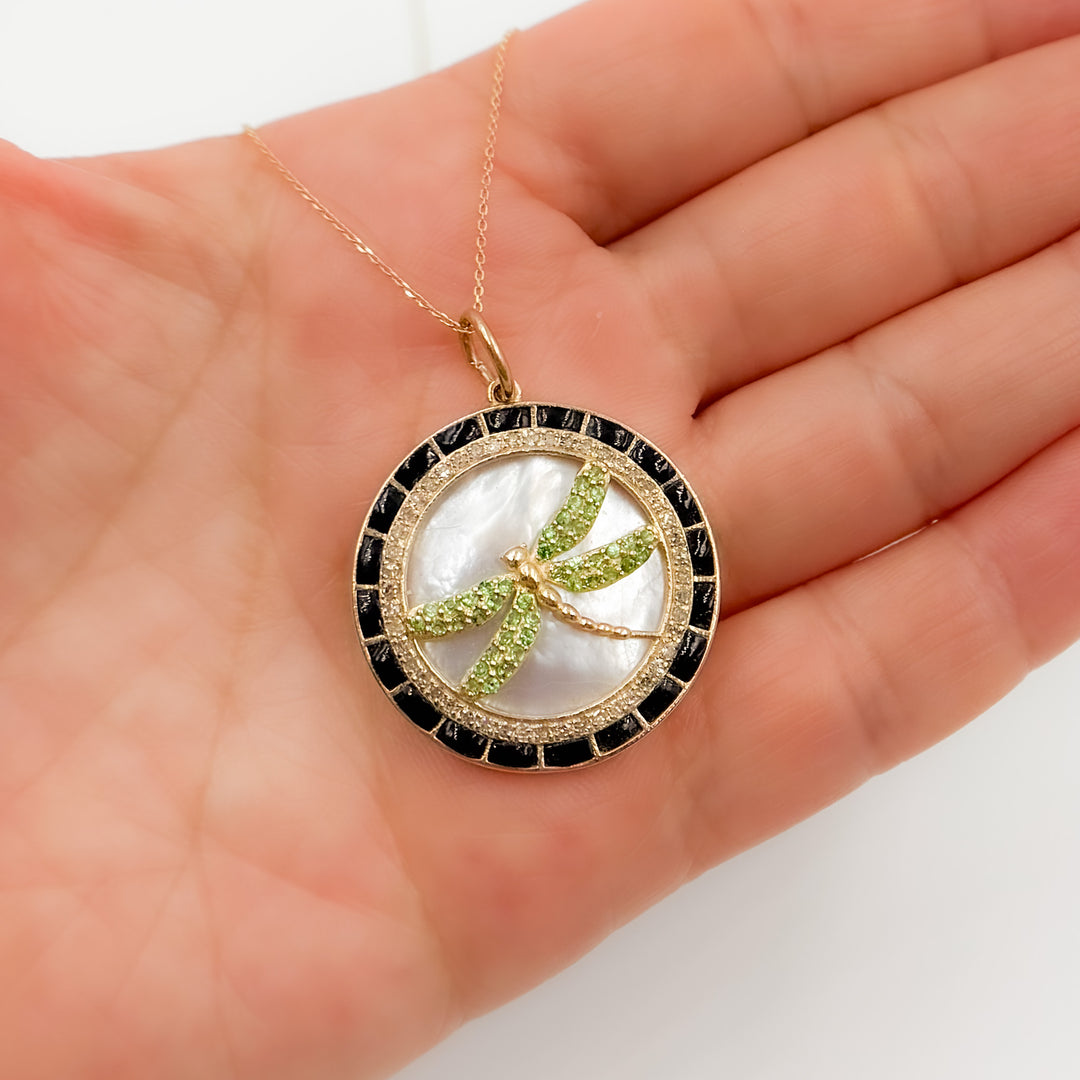 Shop Now 14K Gold Dragon-fly Round Pendant