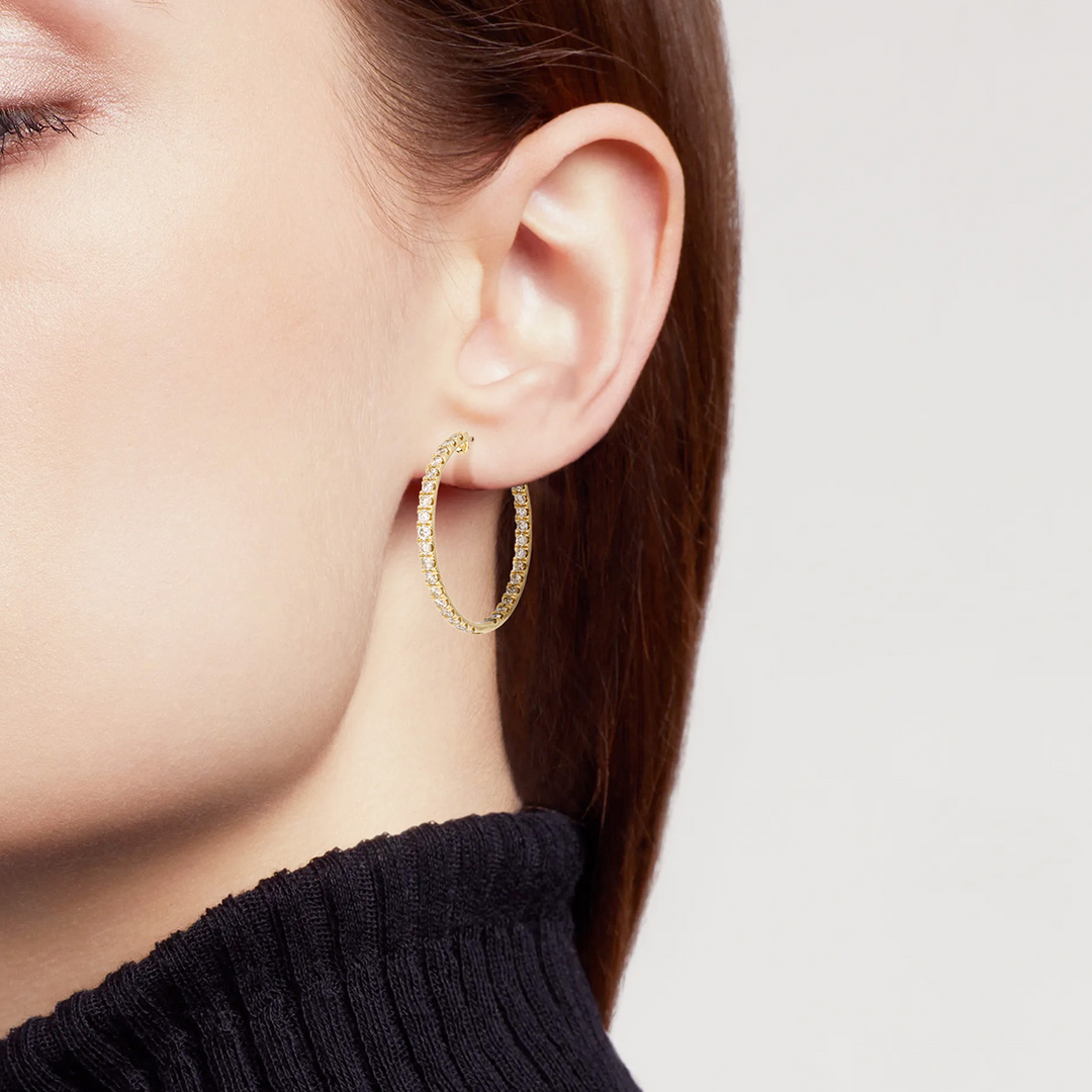 EHR56958. 14K Solid Gold Diamond Hoops
