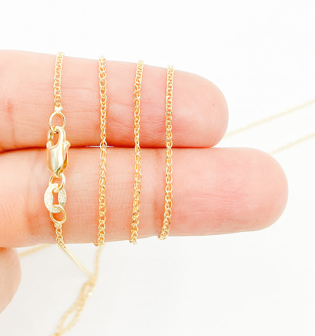 020SPLT4. 14K Solid Gold Wheat Chain Necklace