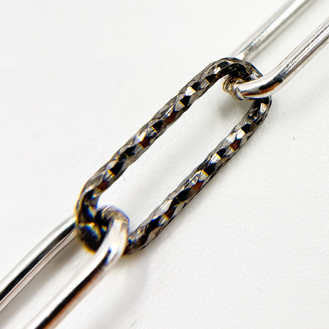 Sterling Silver Diamond Cut and Smooth Paperclip Chain