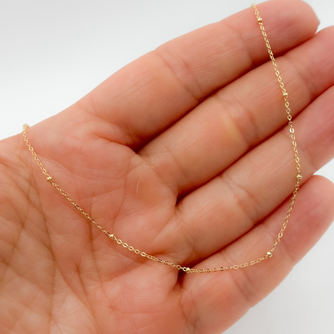 020R03BLS518K. 18K Solid Yellow Gold Satellite Bead Chain