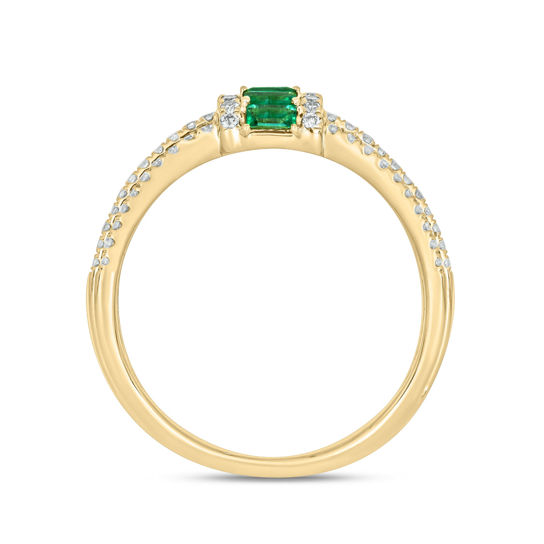 14K Solid Gold Diamond and Emerald Ring. RFF18103EM