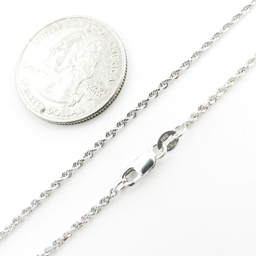 030CRDP0L8LWG. 14K Solid White Gold Rope Chain