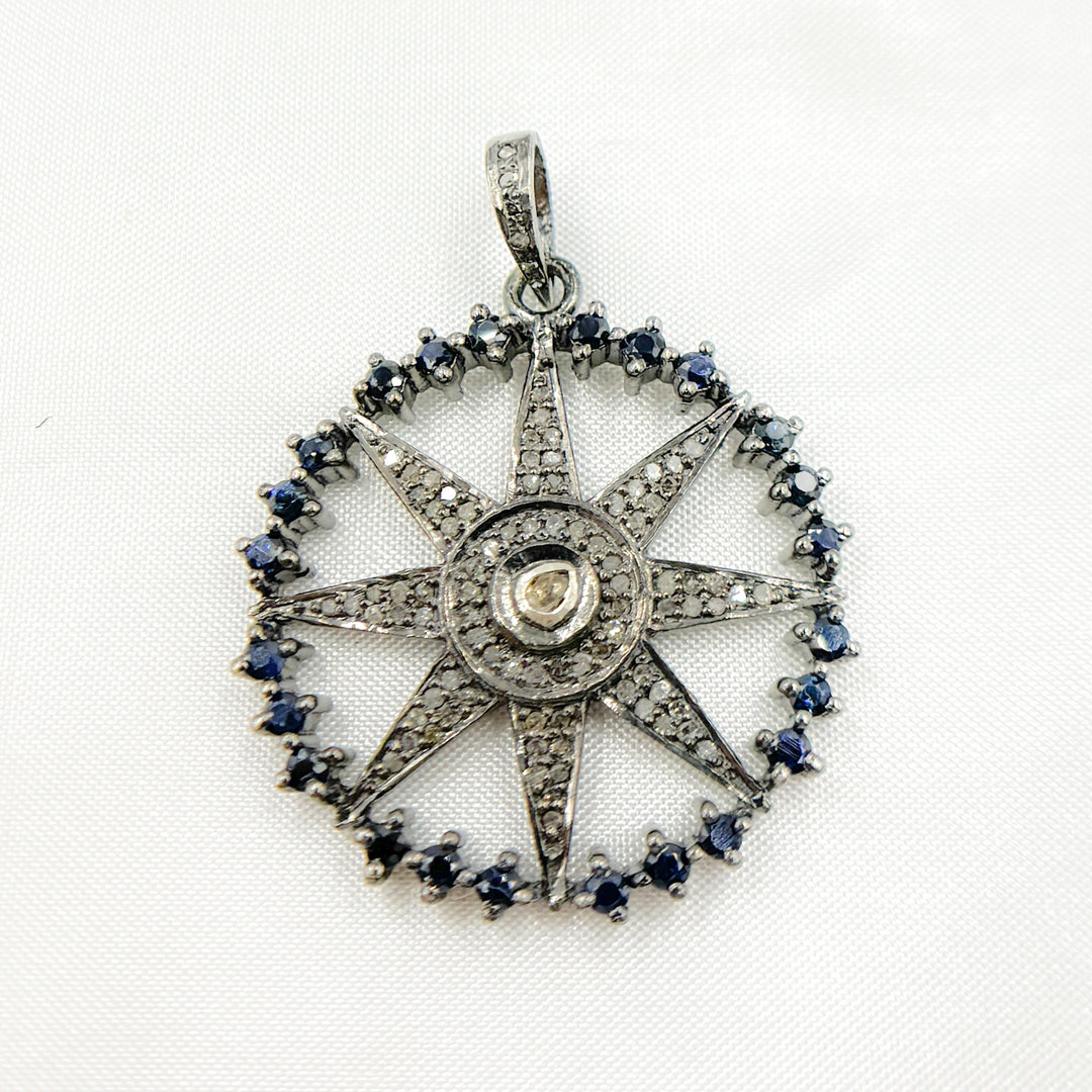 Silver Rounded Star Buy Diamond Sterling Silver Round Star Pendant with Polki
