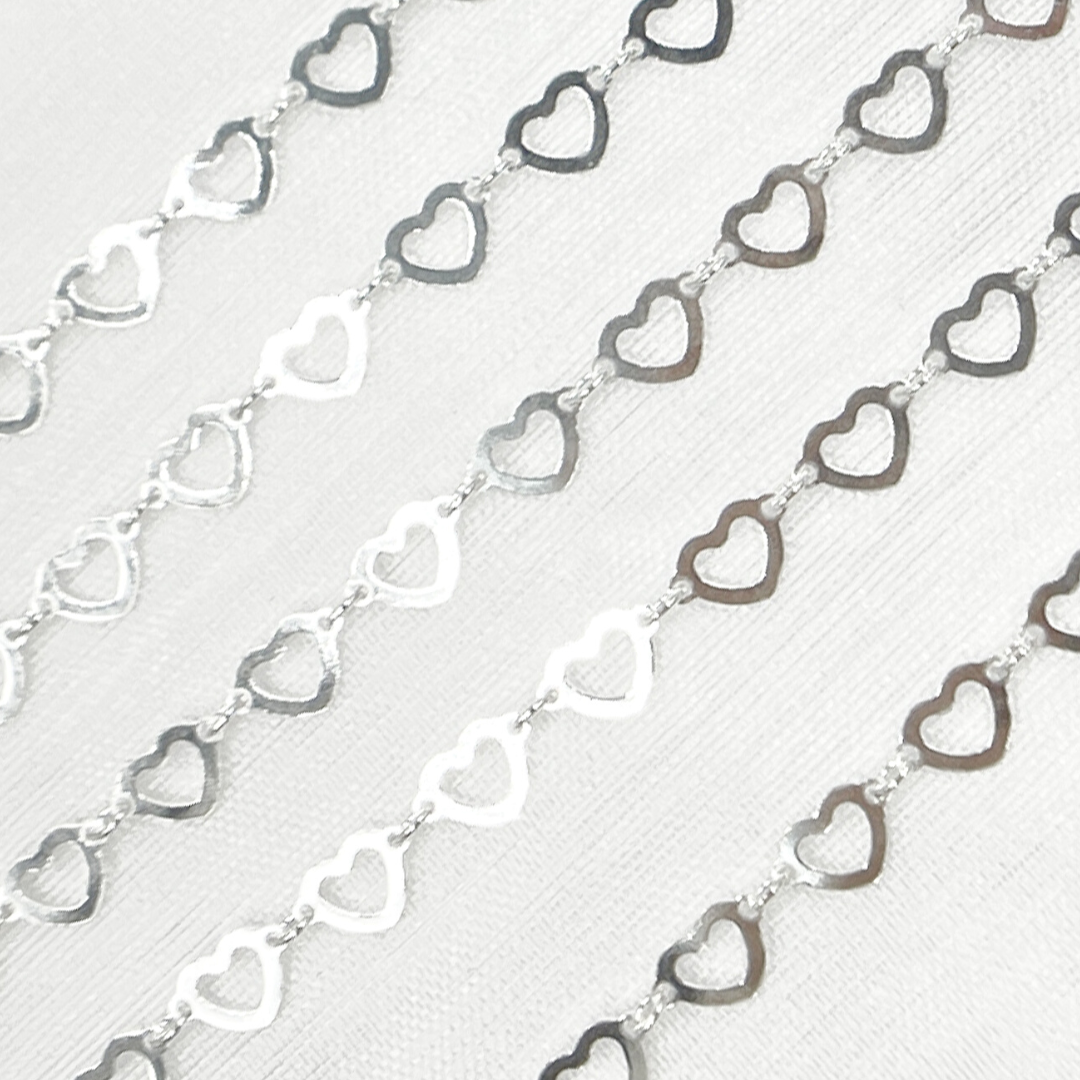 925 Sterling Silver Open Heart Shape Link Chain. V132SS