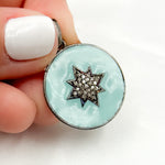 Load image into Gallery viewer, DP578A. Diamond Sterling Silver Round Star Enamel Pendant
