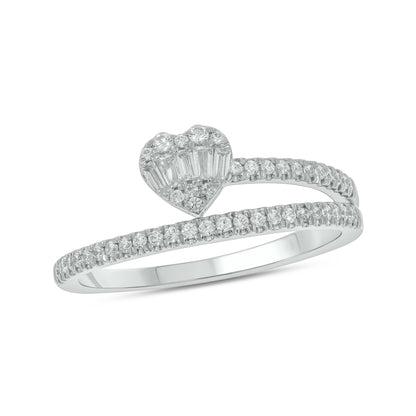 14k Solid Gold Double Band Heart Ring.