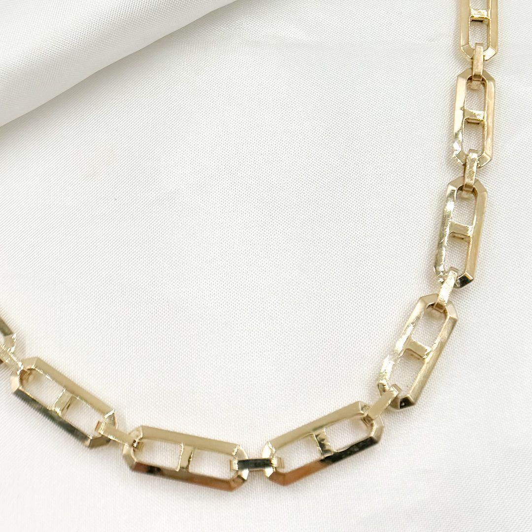 2361380C1. 14K Solid Hollow Gold Diamond Cut Cut Marina and Cable Link Chain