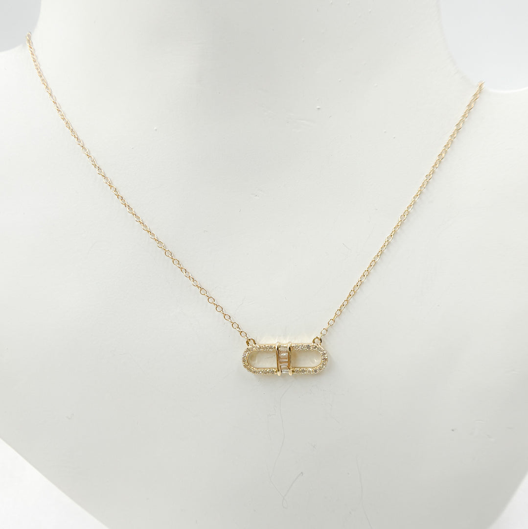 14k Solid Gold Diamond Baguette Paperclip Link Necklace. NFC70796