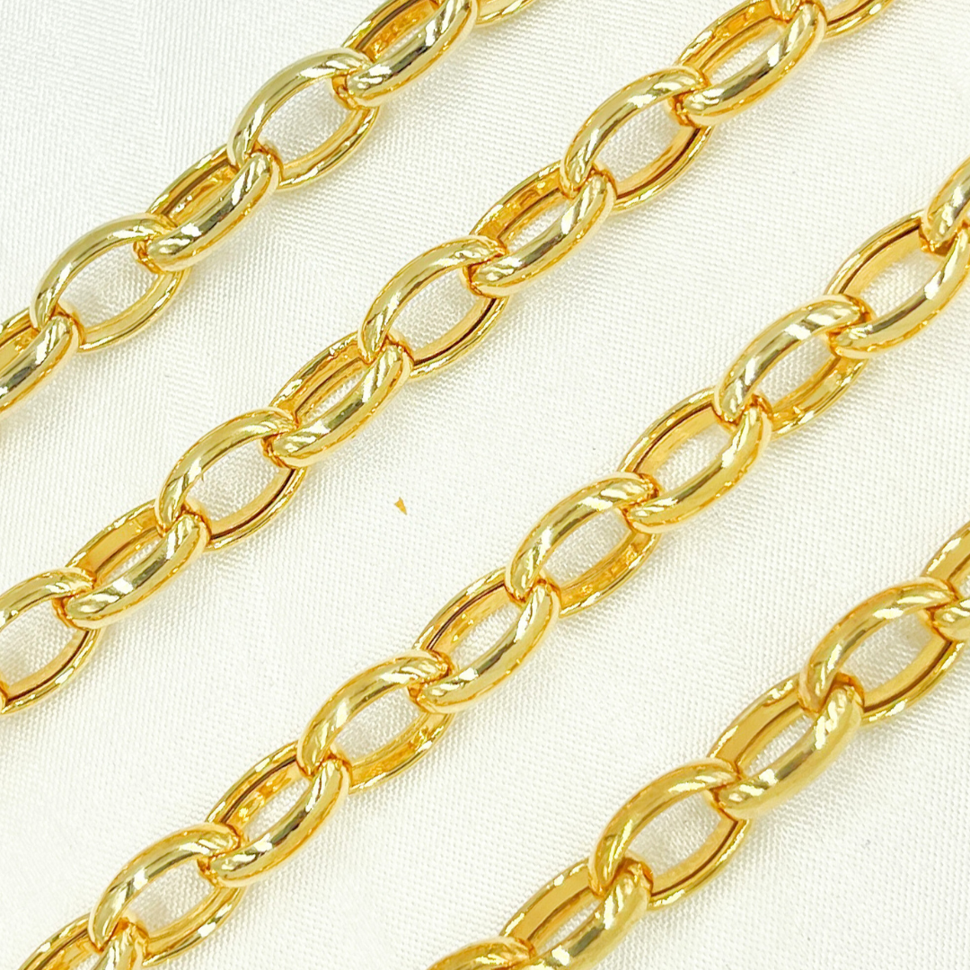 Gold Plated 925 Sterling Silver Smooth Oval Link Chain. V23GP