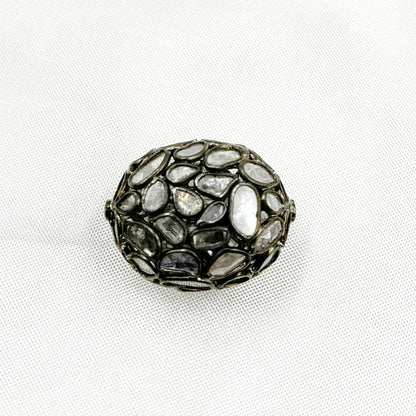 DC732. Diamond & Sterling Silver Oval Bead