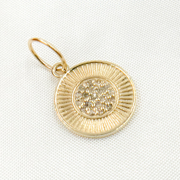 14K Solid Gold Diamond Circle Charm