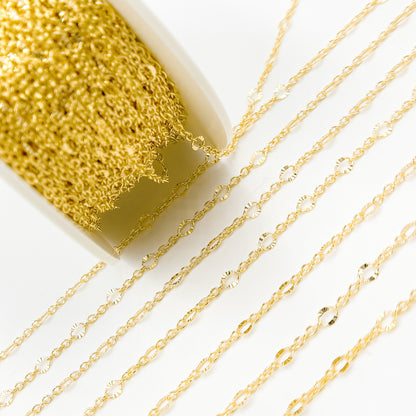 V304GF. 14k Gold Filled Cable and Diamond Cut Marina Link Chain