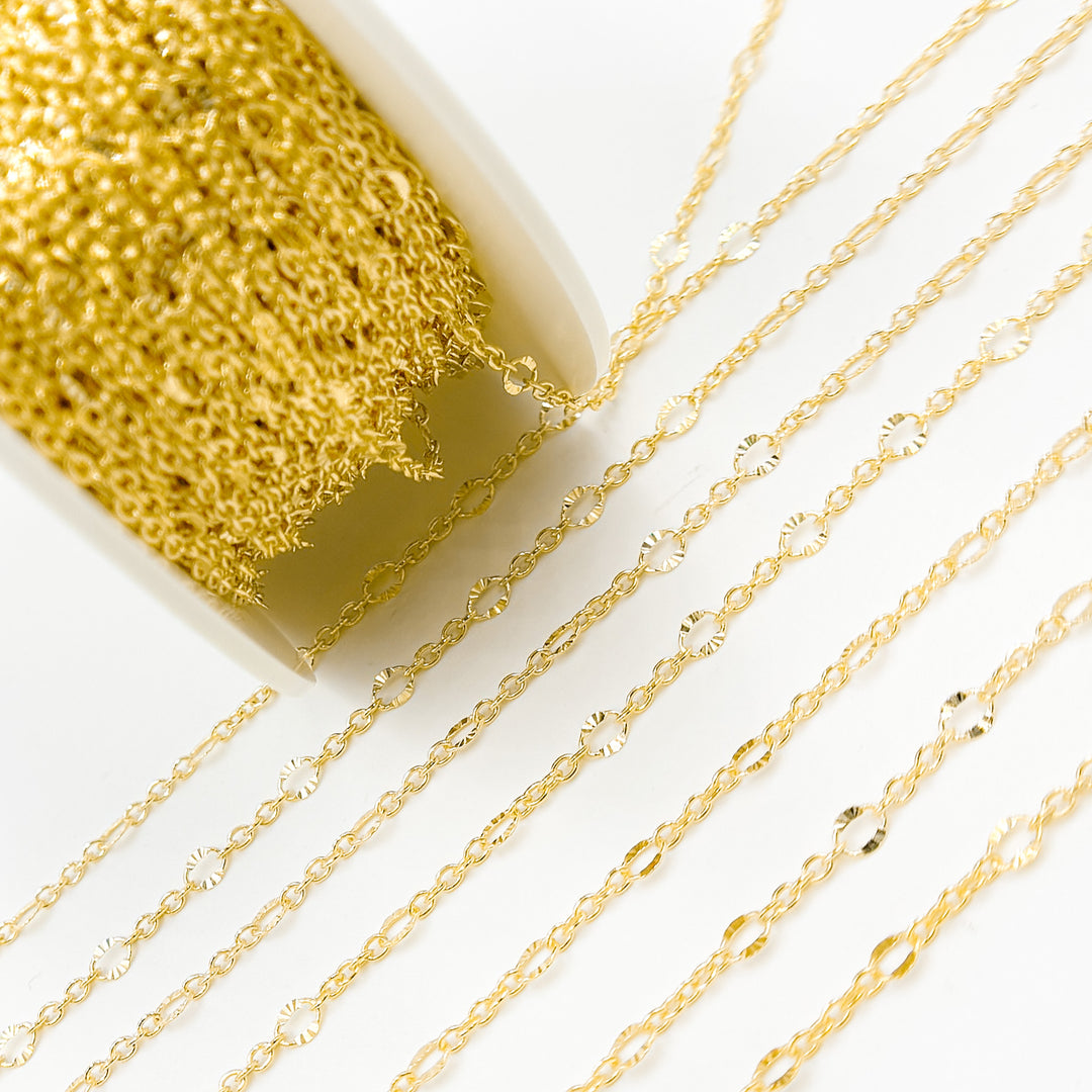 V304GF. 14k Gold Filled Cable and Diamond Cut Marina Link Chain