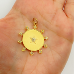 Load image into Gallery viewer, 14K Solid Gold Diamonds Star Circle Charm. GDP180
