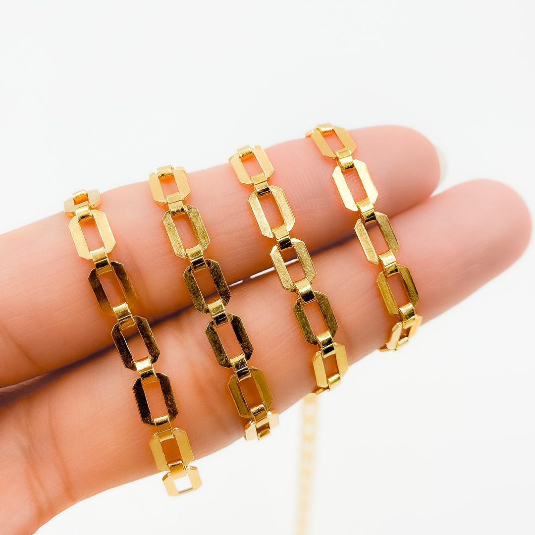 11SM64GF. 14K Gold-Filled Modern Rectangular Fancy Link Chain