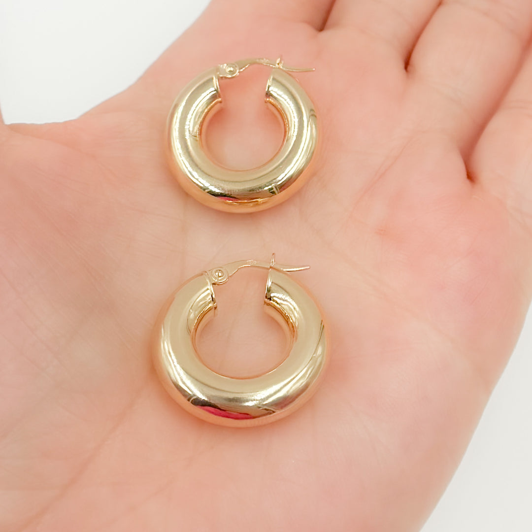 15850000047. 14K Solid Gold Chunky Hollow Hoop Earrings