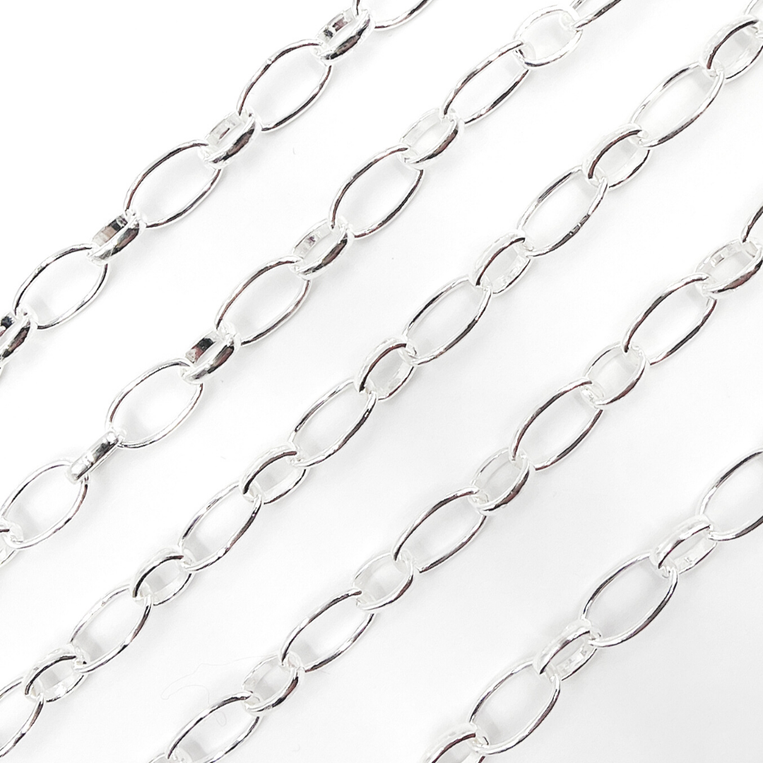 Sterling Silver Oval Long and Short Link Chains
