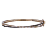 Load image into Gallery viewer, BNN68618C. 14K Solid Gold Brown and White Diamonds Twisted Bangle