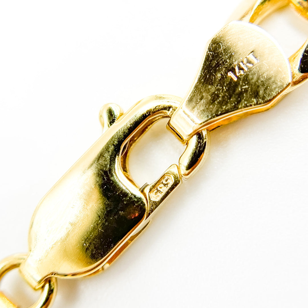 180GA3BGA3. 14k Solid Yellow Gold Flat Figaro Chain