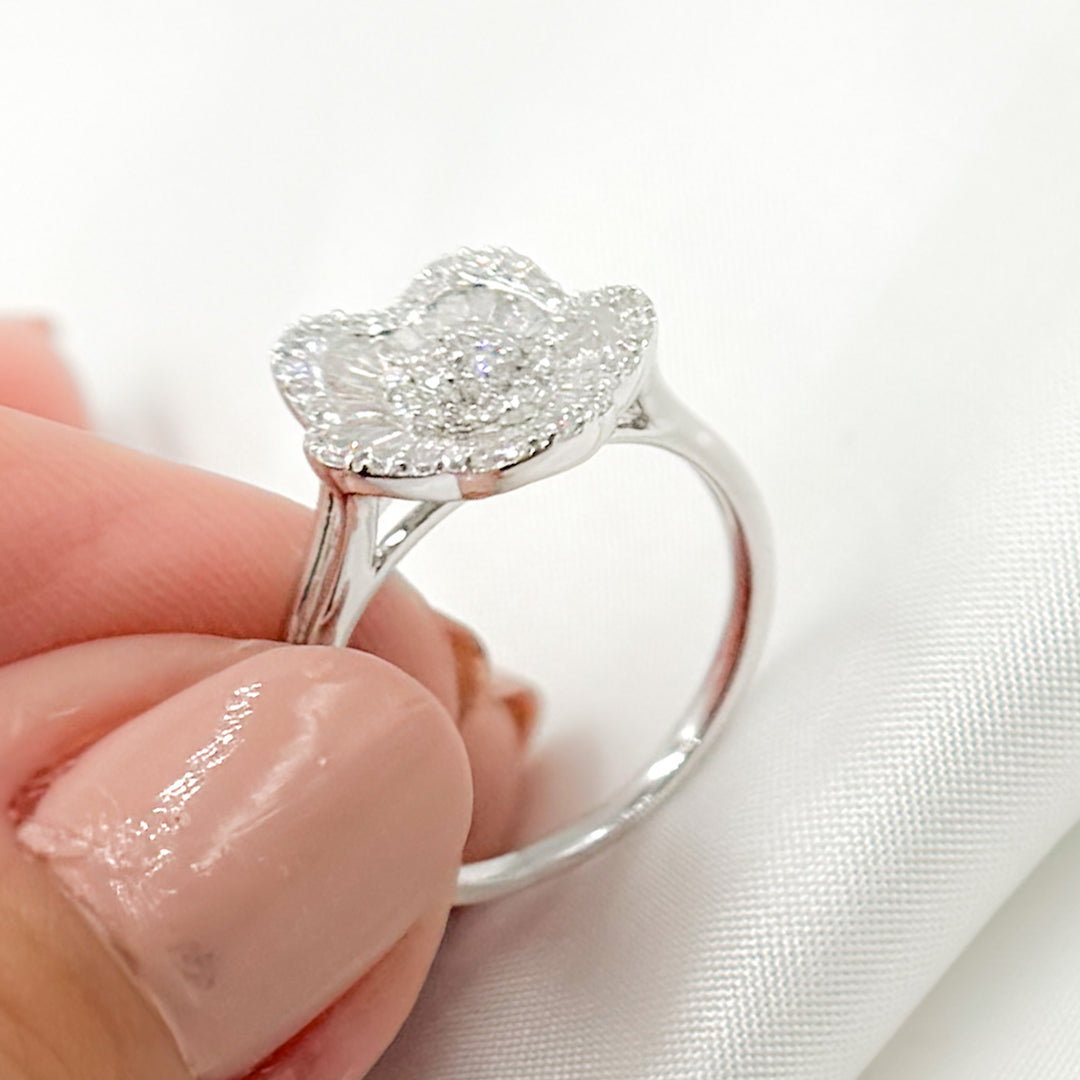 RN414040. 14k Solid Gold Diamond Flower Ring
