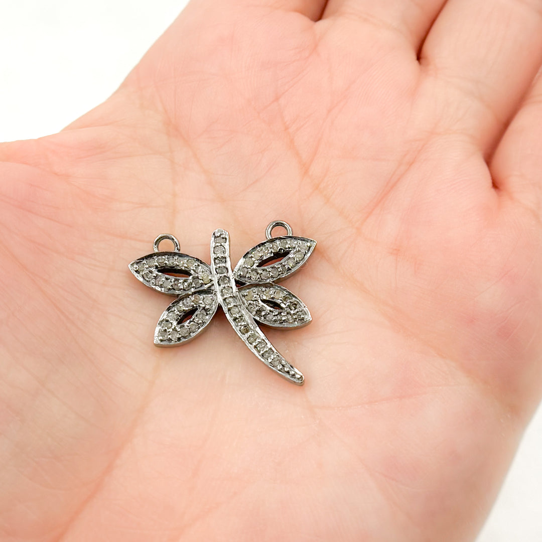 DC421. Diamond Sterling Silver Dragonfly Connector Charm