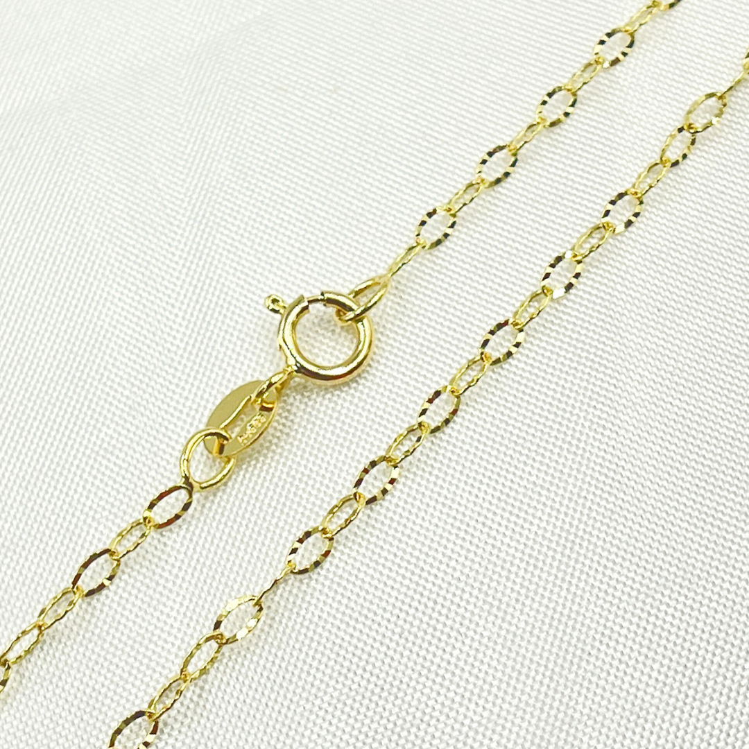 030FVBF22. 14k Solid Gold Diamond Cut Oval Link Chain