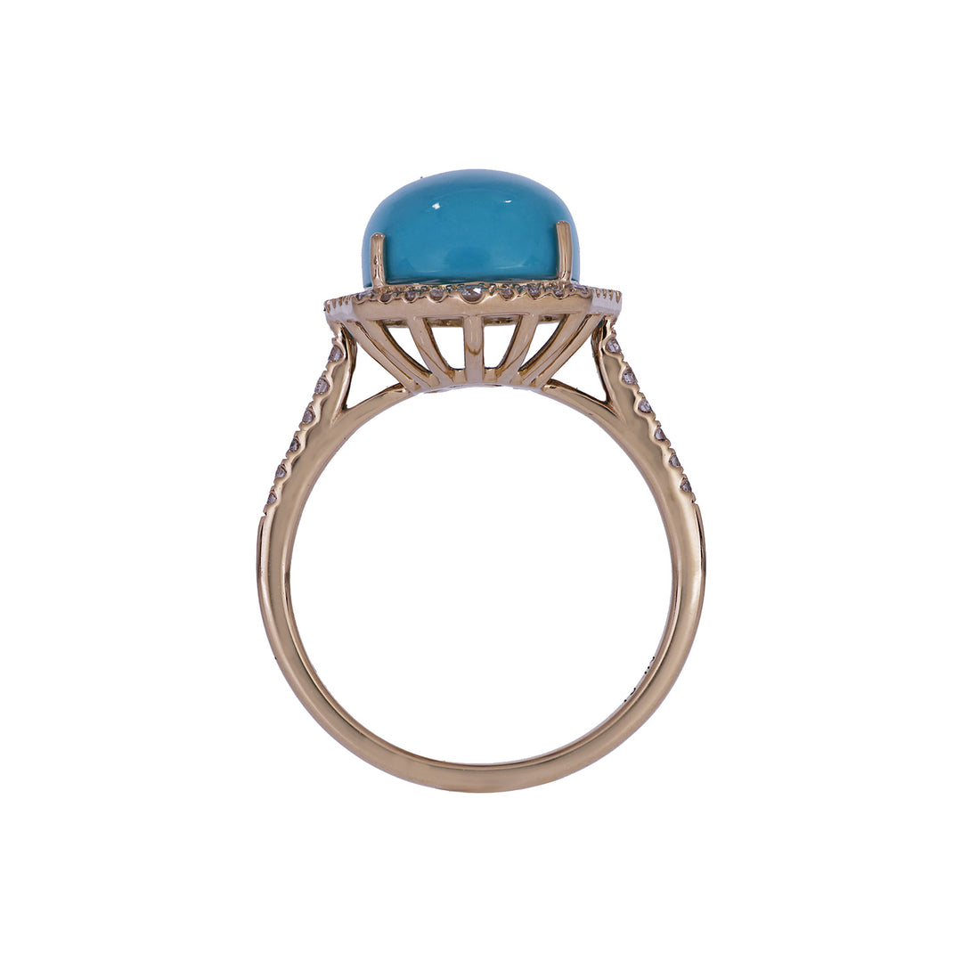 CR97302TQ14X10. 18K Solid Gold Diamond & Turquoise Ring