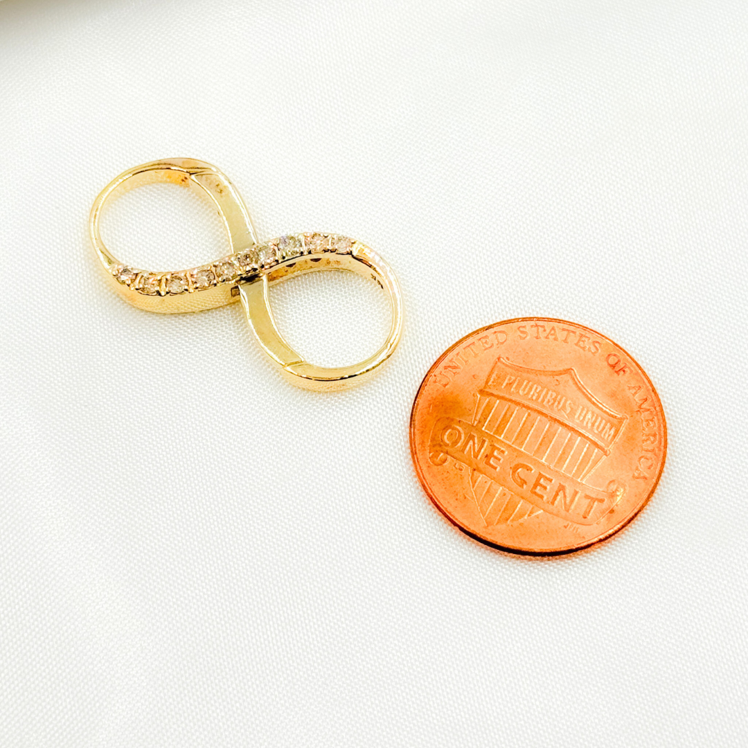 14K Solid Gold Infinity Charm with Diamonds. GDP454