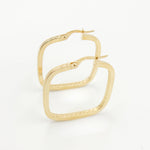 Load image into Gallery viewer, 15850000415. 14K Solid Gold Textured Square Hollow Hoop Earrings
