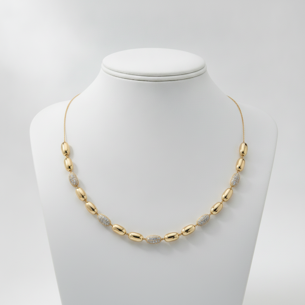 NFQ72701. 14K Solid Gold Diamond Fancy Necklace