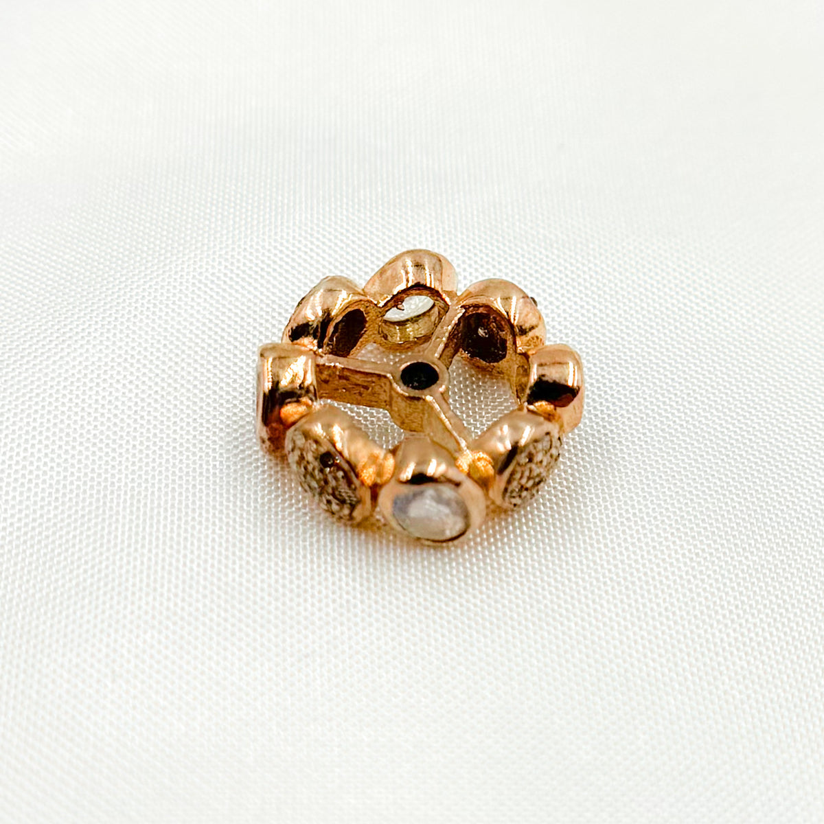 DC748. Diamond Sterling Silver Spacer Bead with Gemstone