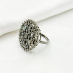 Load image into Gallery viewer, DR024. Diamond Sterling Silver Black Rhodium Labradorite
