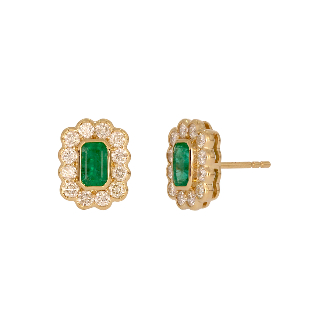 EFI54128. 14k Solid Gold Diamond and Gemstone Studs Earrings