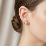 Load image into Gallery viewer, EFZ52004BS. 14K Solid Yellow Gold Diamond Eye Studs