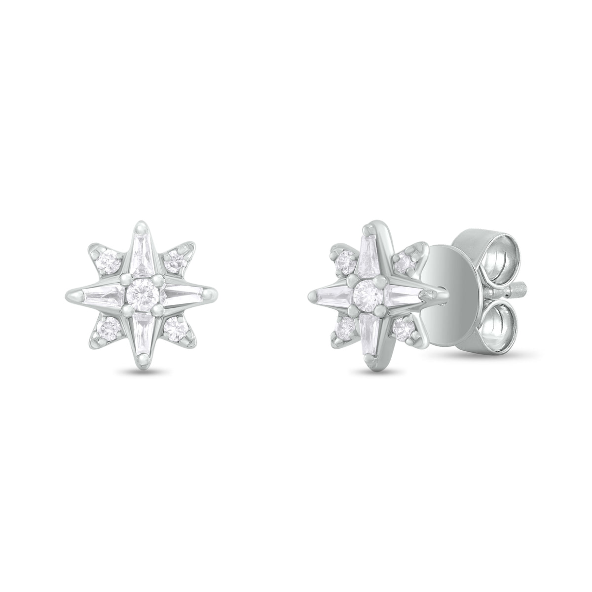 EFC54266. 14K Solid Gold Diamond Star Studs