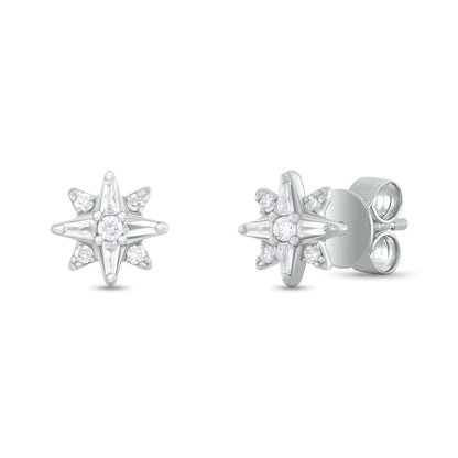 EFC54266. 14K Solid Gold Diamond Star Studs