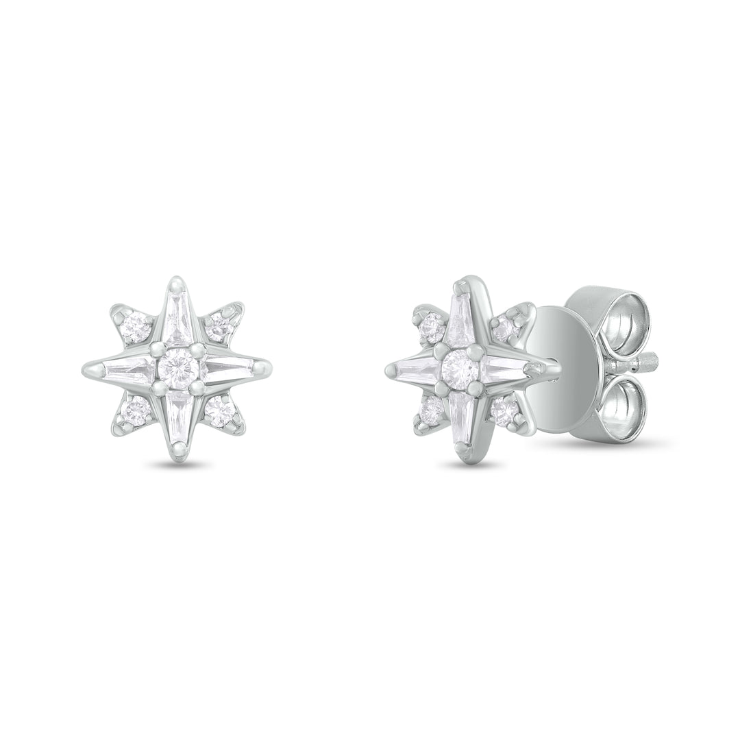 ER421144. 14K Solid Gold Diamond Star Studs