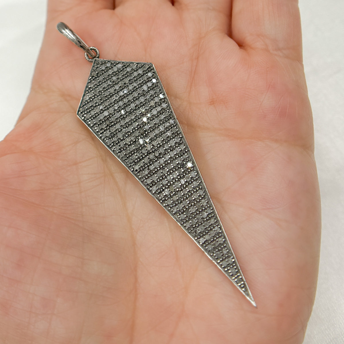 DP060. Diamond Sterling Silver Arrow Head Pendant